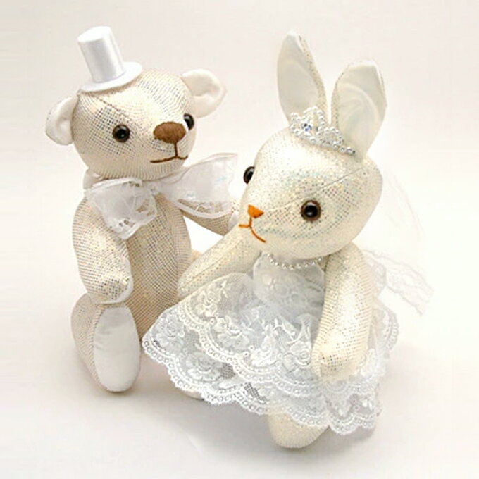 ブリリアントテディベア＆ラビット結婚祝い.ブライダル.ウエディング.結婚式.披露宴.うさぎ.名入れ
