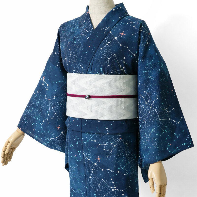 【Max2000円OFFクーポン配布中】浴衣 セオアルファ 夏の星座 宇宙 星空 夜空 紺 ネイビー メルヘン レディース モダン 上品 かわいい 女性用 仕立上がり 単品 日本製