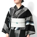 【10%OFFクーポン配布中】浴衣 JUNKO KOSHINO セオアルファ 矢羽根 縞 白 黒 モノトーン ストライプ レディース シック 上品 カッコイイ 女性用 仕立上がり 単品 日本製 夏着物