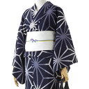 撫松庵 麻の葉 古典柄 紺地 濃紺 ネイビー グレー セオアルファ 単衣 夏着物 浴衣 仕立て上がり 単品 レディース 女性用 カッコイイ 上品 レトロ モダン...