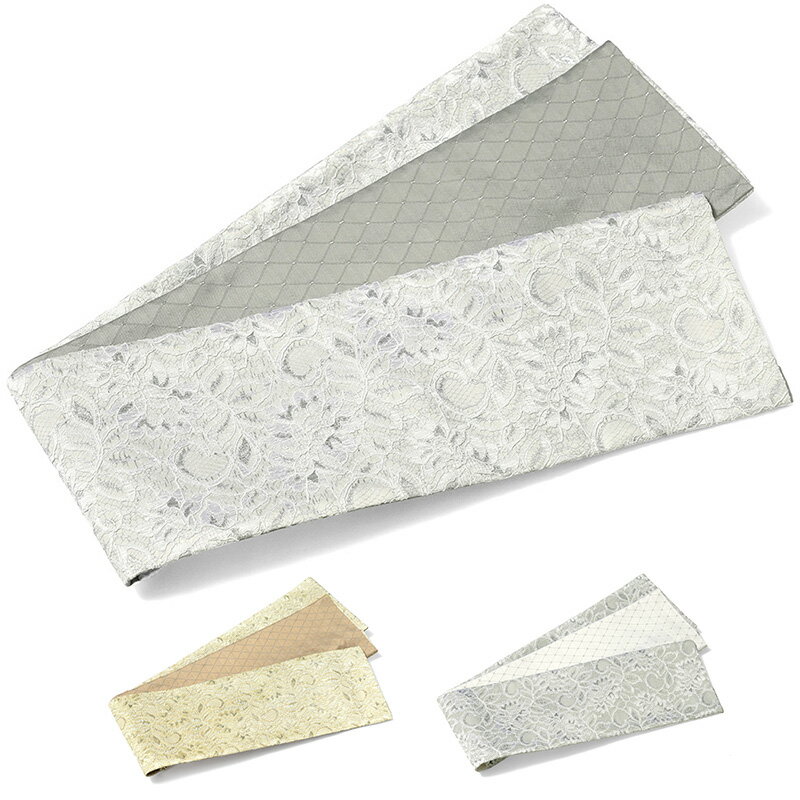 半幅帯レース花ラメダイヤパターンフ...