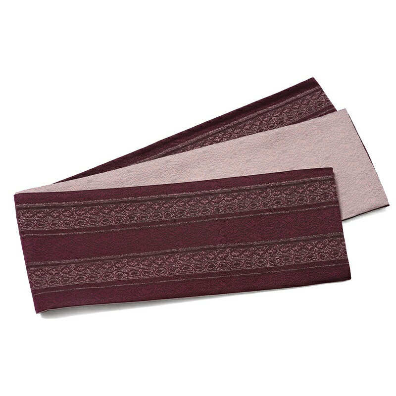 半幅帯 SOULEIADO ボンベイ ワインレッド ボルドー くすみピンク インド更紗 地模様 上品 カッコイイ ..