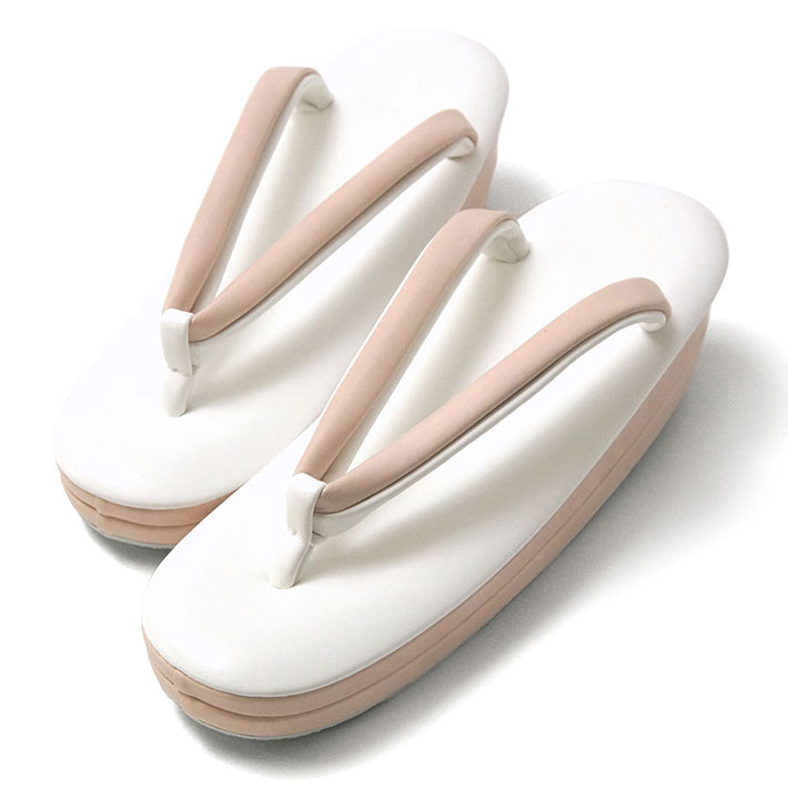 草履 二枚芯 オフ白 ピンク フェイクレザー 合皮 シック シンプル レディース 女性用 和装 カジュアル セミフォーマル