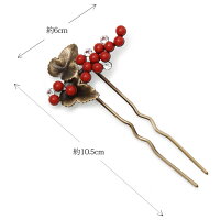 かんざし花しおりゴールド赤実フォーマル髪飾りヘアアクセサリー和装振袖浴衣簪