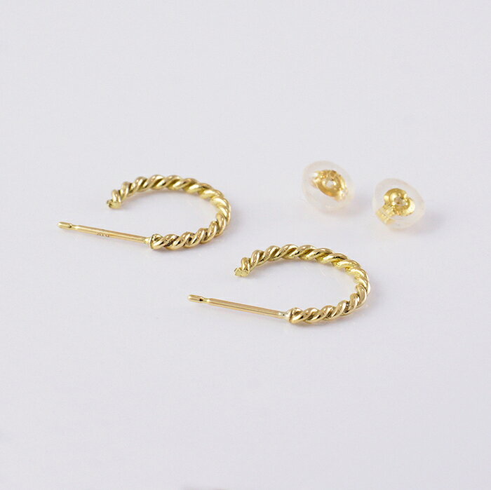 【3月15日値上げ実施】k18 ゴールド フープピアス ツイスト フープ 18金 18k 無料ラッピング　ギフト デザイン　ピアス レディース プレゼント