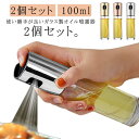 【送料無料】オイルミスト 醤油さし 調味料 キッチン 2個セット アウトドア オイルボトル ガラス製 噴霧器 100ml 油 醤油 酢 液体 キャンプ 安心 安全 オイル噴霧器 プッシュ オイルスプレー