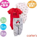 カーターズ【メール便送料無料】3点セット　ボディースーツ2枚＆パンツ　ペンギンレッド/Carter's/ボディースーツ/肌着/ベビー服/秋冬物/出産祝い/内祝い/男の子用【ラッピング別途注文】