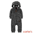 カーターズフード付きカバーオール・グレー裏地ギンガムチェック/パーカー/男の子/Carter's　/ジャンプスーツ/つなぎ/ベビー服/秋冬物/出産祝い/内祝い【ラッピング別途注文】