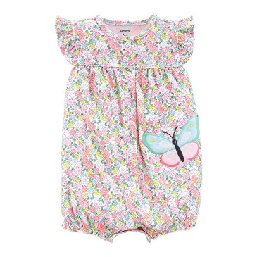 カーターズ【女の子　nb/3M〜24M】ロンパース　袖フリル　バタフライ花柄・ピンク【定形外郵便は送料無料】プリミーサイズ/Carter's/ドレス/かわいい/ベビー服/春夏物/出産祝い/内祝い/50cm/60cm/70cm/80cm/90cm【ラッピング別注文で可能です】