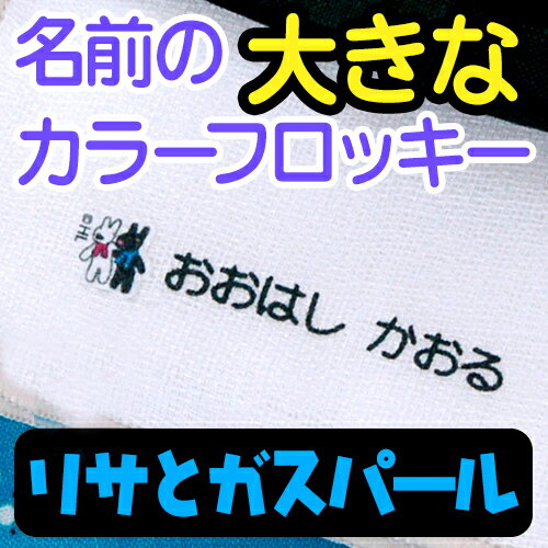 【20周年記念クーポン】 名前の大きな カラーフロッキー リサとガスパール ディアカーズ 布用 靴下 服 送料無料 アイロンシール アイロン接着 入学 入園 幼稚園 お名前シール 耐水 洗える おなまえシール ネームシール 伸縮素材 漢字 フロッキーネーム