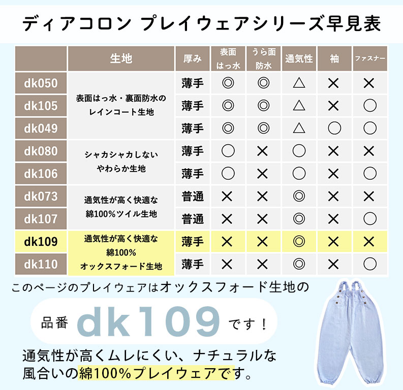 お肌に優しい 綿100% オックス プレイウェア 洗える お砂場着 80-100 綿100 遊び着...