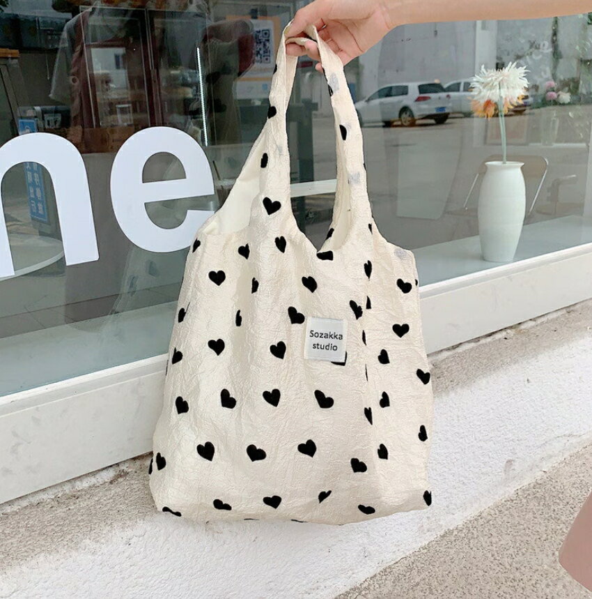 ハンドバッグトートバッグハート柄大...