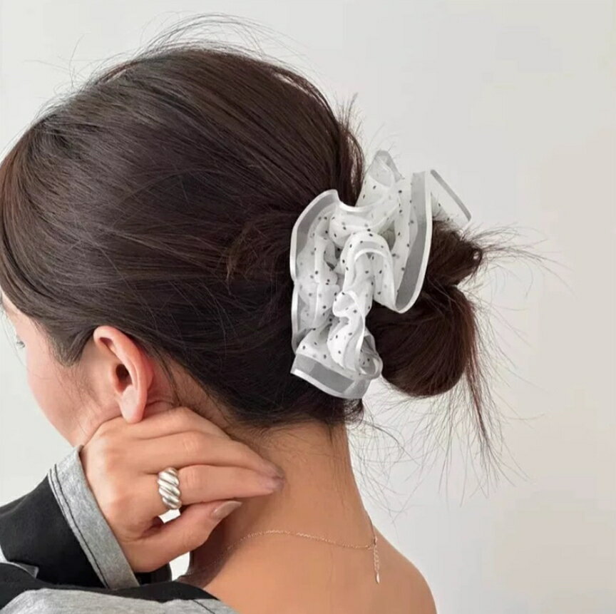 フリルシュシュ オーガンジーシュシュ ドットシュシュ 春夏 シンプル おしゃれ 大人可愛い レディース..