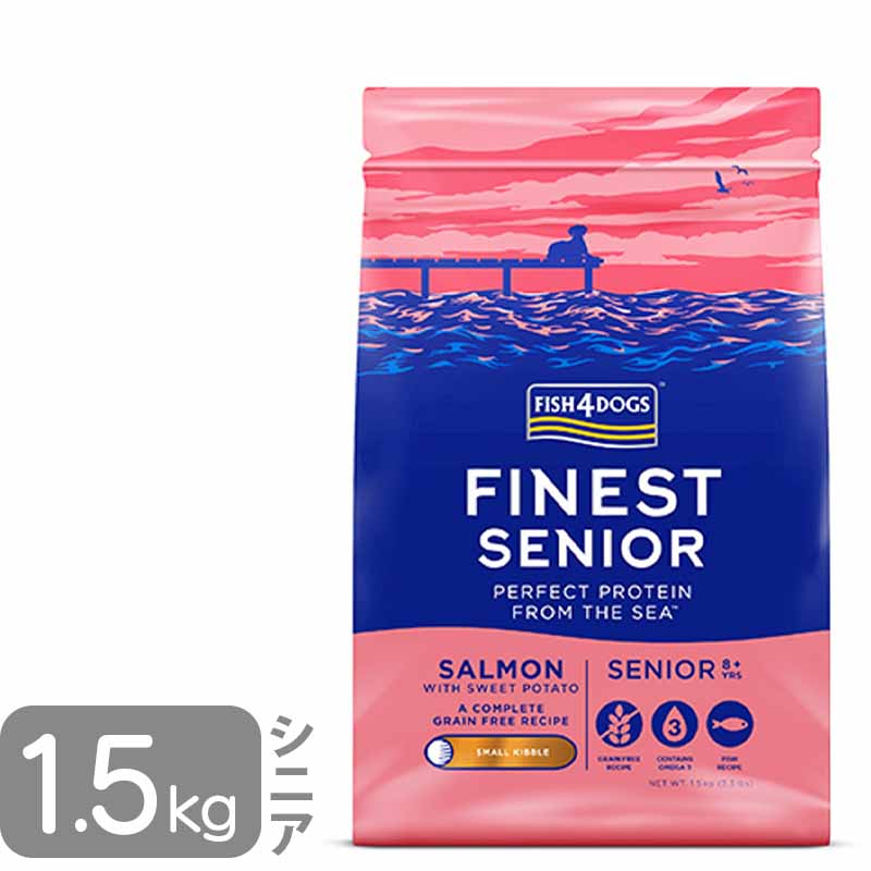 乐天商城 - フィッシュ4ドッグ ファイネスト サーモン シニア 小粒 1.5kg