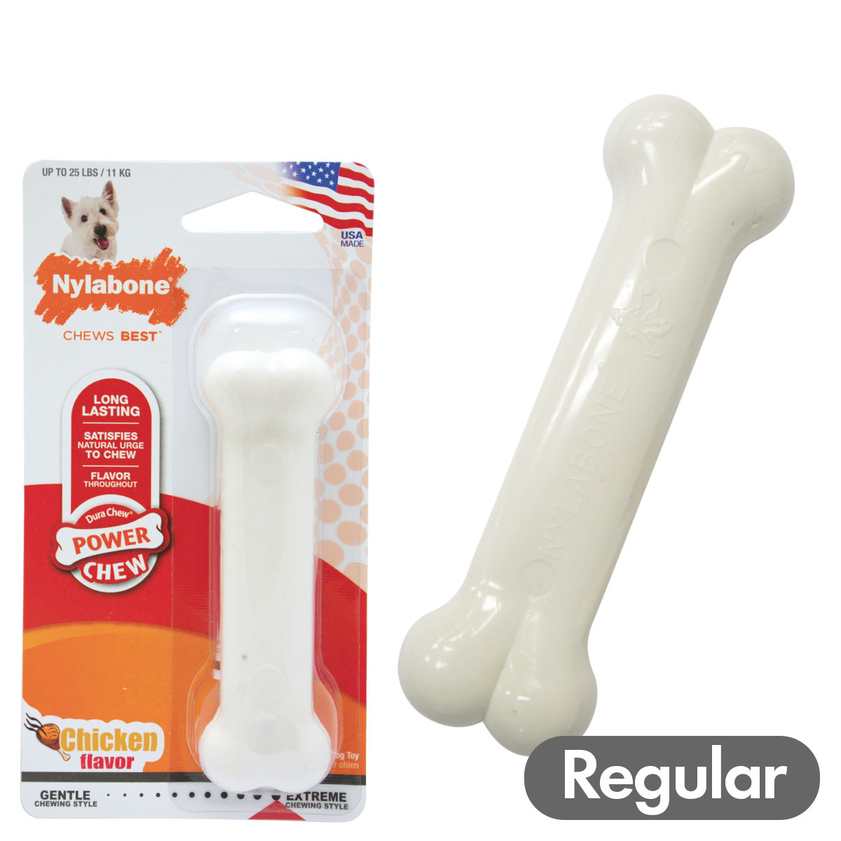 Nylabone ナイラボーン デュラチュウ ボーン レギュラーサイズ 小型犬 噛むおもちゃ 丈夫 おもちゃ 硬い 長持ち 硬質ナイロン アメリカ製 海外ブランド 輸入品 