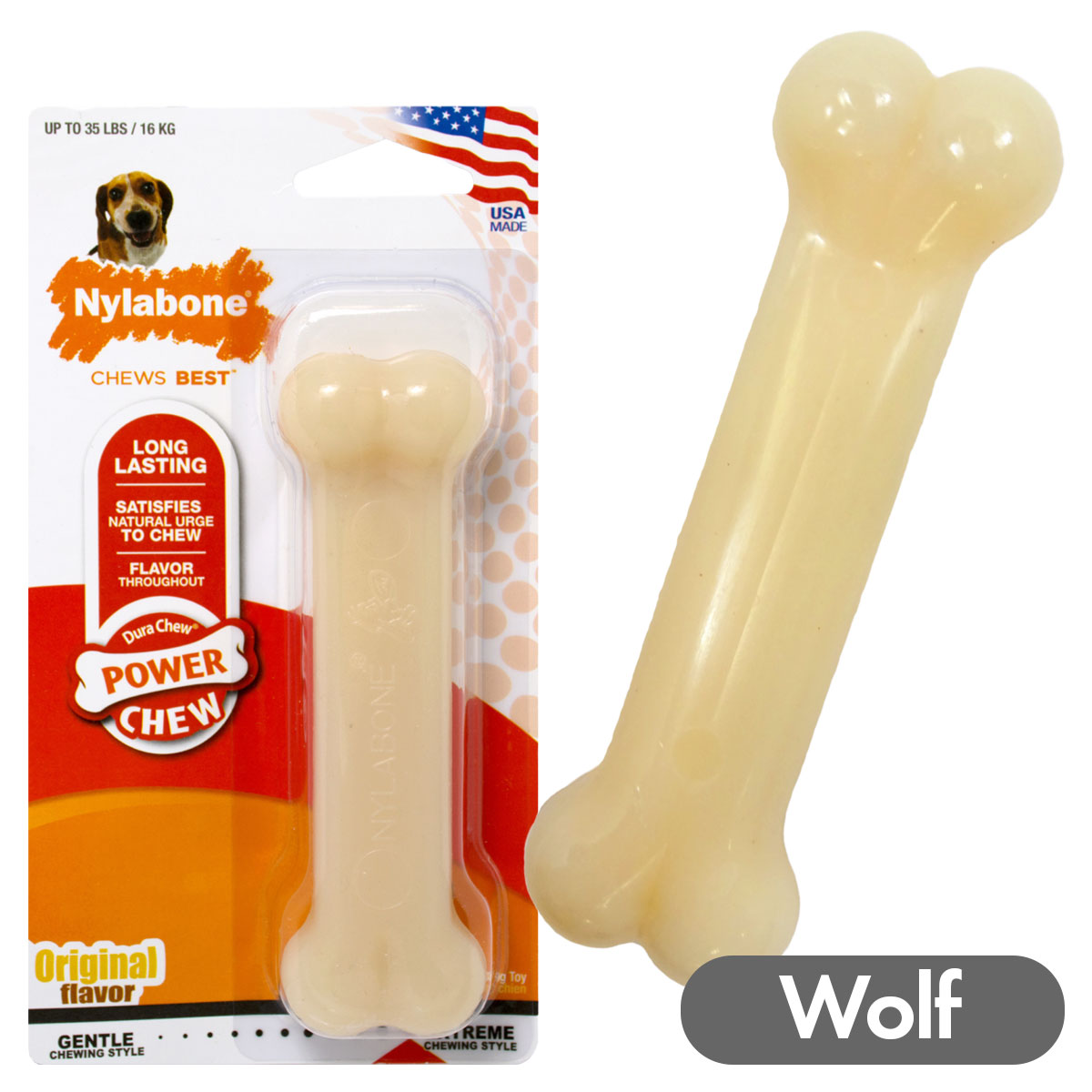 Nylabone ナイラボーン デュラチュウ ボーン ウルフサイズ おもちゃ 中型犬 噛むおもちゃ 丈夫 硬い 長持ち 硬質ナイロン アメリカ製 海外ブランド 輸入品【メール便OK】