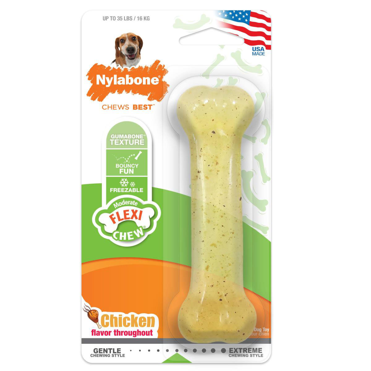 犬 噛むおもちゃ 長持ち ナイラボーン フレキシチュウ ボーン ウルフサイズ おもちゃ 中型犬 頑丈 アメリカ製 Nylabone 海外ブランド 輸入品【メール便OK】 壊れにくい oyom 2