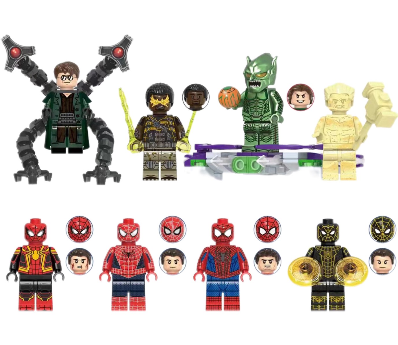 【即納】スパイダーマン レゴ 新作 互換 ミニフィグ ブロック 8体セット 武器付き 悪魔 LEGO 人形 互換品 送料無料 知育玩具 ナノブロック 組み立て 誕プレ ミニフィギュア spiderman 福袋 HAPPYBAG ハッピーバッグ