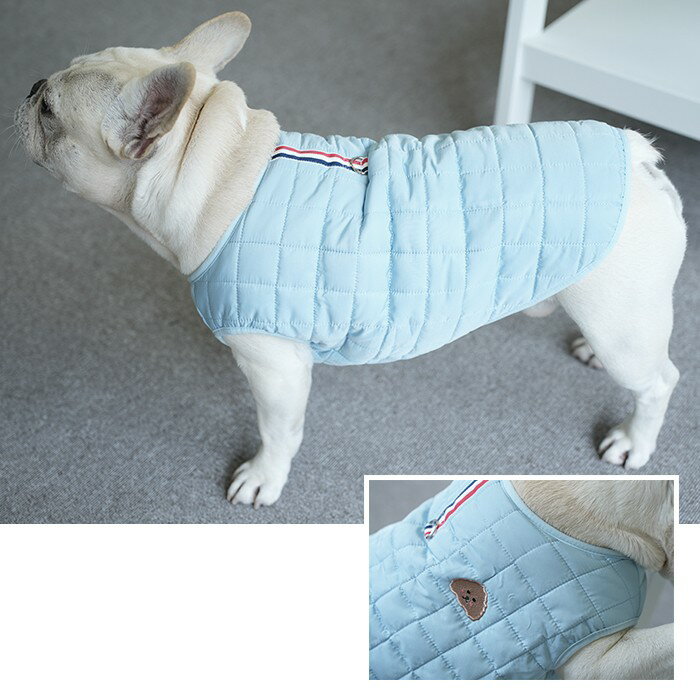フレンチブルドッグ 秋冬 冬 リバーシブル ジャケット ベスト 犬 服 犬服 防寒 アウター 中綿 着せやすい もこもこ ボア素材 ペット 簡単着脱 暖かい ドッグウェア カッコイイ おしゃれ KM491T 3