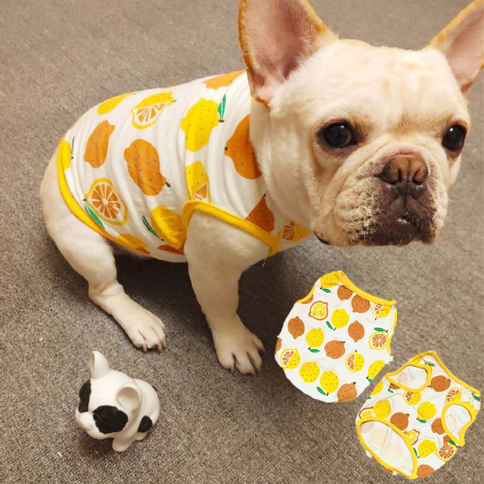 犬 服 春夏 フレブル タンクトップ 中型犬 かわいい おしゃれ レモン フレンチブルドッグ ドッグウェア ダックス ミニチュアポメラニアン ヨーキー シーズー マルチーズ キャバリア パグ KM205T