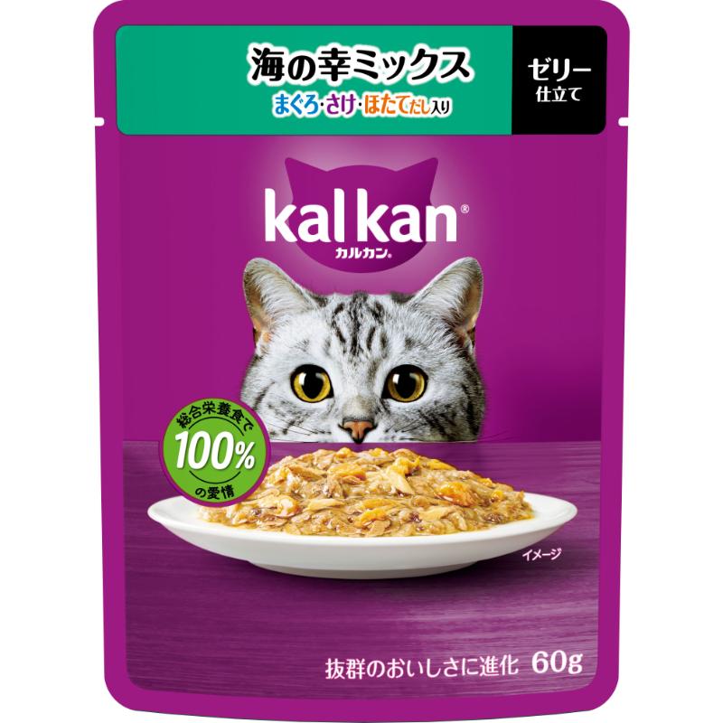 樂天商城 - 【お取り寄せ】 ［マースジャパン］カルカン パウチ 海の幸ミックス まぐろ・さけ・ほたてだし入り 60g タイ