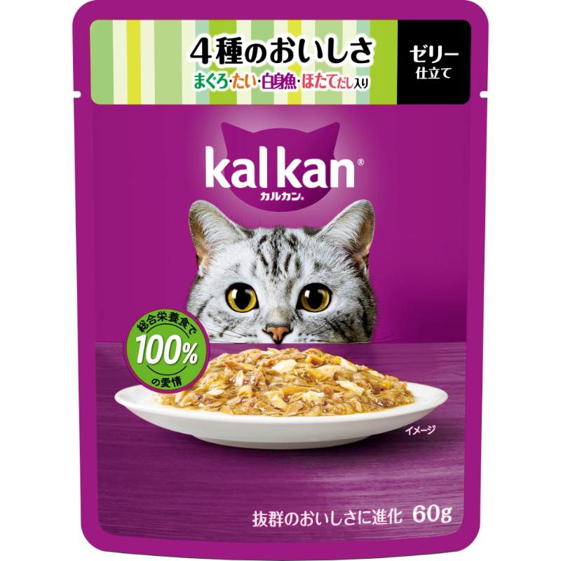 樂天商城 - 【お取り寄せ】 ［マースジャパン］カルカン パウチ 4種のおいしさ まぐろ・たい・白身魚・ほたてだし入り 60g タイ