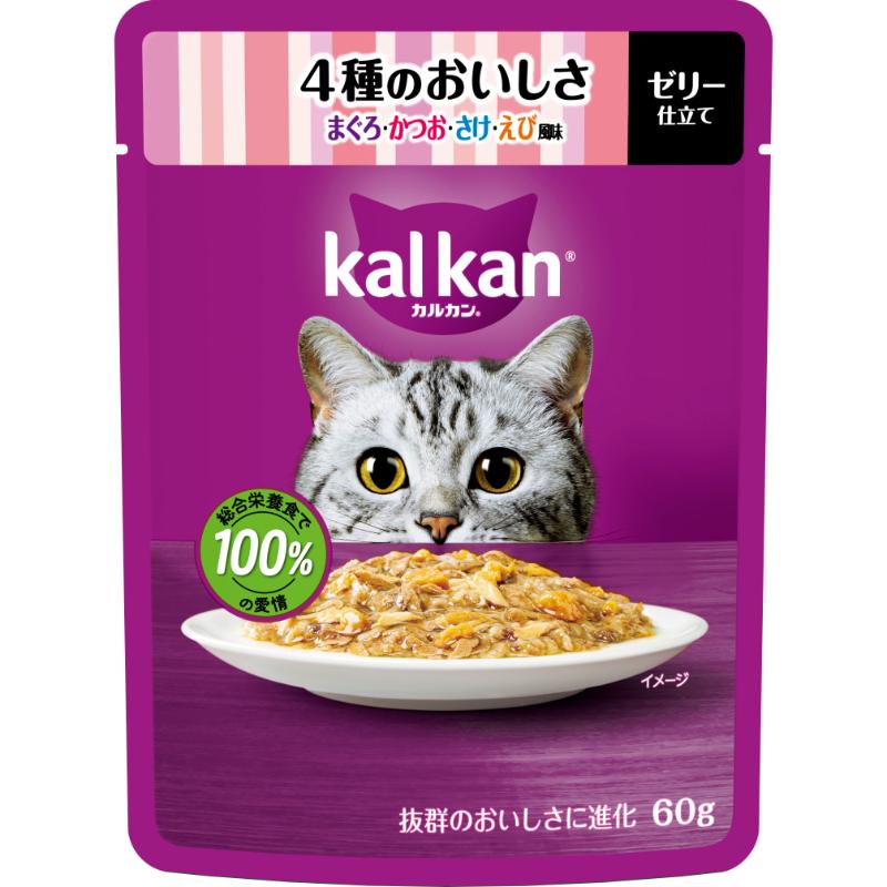 樂天商城 - 【お取り寄せ】 ［マースジャパン］カルカン パウチ 4種のおいしさ まぐろ・かつお・さけ・えび風味 60g タイ