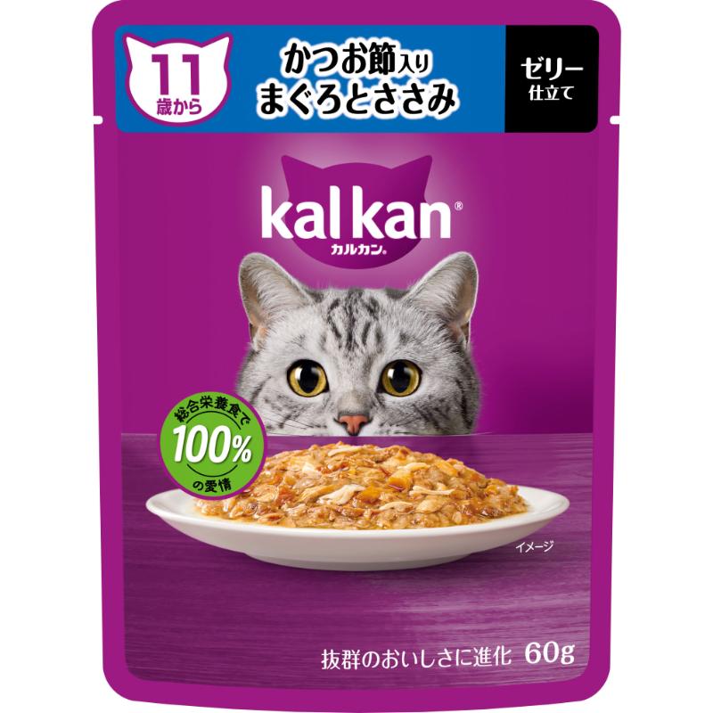 樂天商城 - 【お取り寄せ】 ［マースジャパン］カルカン パウチ 11歳から かつお節入りまぐろとささみ 60g タイ