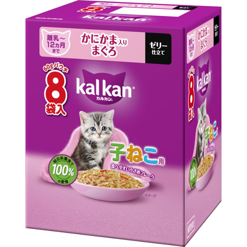 【お取り寄せ】 ［マースジャパン］カルカン パウチ 12ヵ月までの子ねこ用 かにかま入りまぐろ 60g X 8..