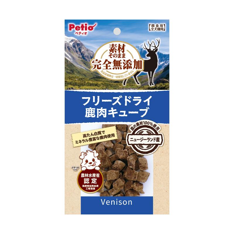 ・素材の旨みをぎゅっと閉じ込めたニュージーランド産鹿素材100％使用したフリーズドライです。 ・高たん白質・ミネラル豊富な鹿肉と鹿レバーを使用。 ・そのままでも与えやすいひとくちサイズ。細かく砕いてフードのトッピングや、ふやかして素材の香りと食感を楽しむことができます。 ・軽いのでおでかけやお散歩など外出時の持ち運び用おやつに・・・様々な目的に合わせてアレンジできます。 ・食品添加物完全無添加。※こちらはお取り寄せの商品のため、通常より出荷までにお時間がかかります。 3～7営業日以内の発送になります。