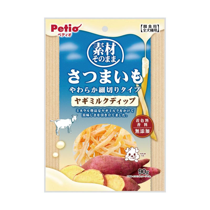 ・食物繊維、ビタミンC・E豊富なさつまいもにミネラル豊富なヤギミルクをかけて美味しさを引き立てました。・硬いものが苦手なワンちゃんでも食べやすいやわらか仕上げ。・着色料、香料 無添加。さつまいも本来の甘みが感じられます。［給与方法］※愛犬の健康状態、年齢、運動量を考慮したうえで別記の給与量を目安に1日1～2回に分けてお与えください。※愛犬の食べ方や習性によっては、小さく切ってお与えください。［保管方法］・直射日光・高温多湿の場所をさけて保存してください。・開封後は必ずチャックを閉じて冷蔵庫で保存し、賞味期限に関わらずなるべく早くお与えください。※こちらはお取り寄せの商品のため、通常より出荷までにお時間がかかります。 3～7営業日以内の発送になります。