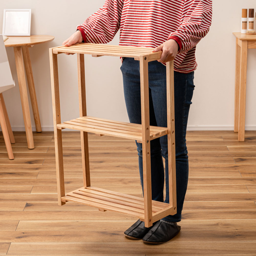 Rakuten - ワイドシェルフ W51　ナチュラルカラー 一人暮らし家具 北欧風 シンプル家具　新生活