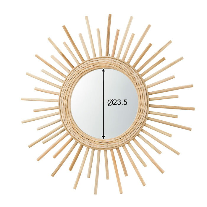 ミラー 藤 ラタンミラー 壁掛け鏡 60x60 エスニック風家具 MR-713 [3]