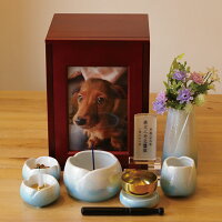 【ペット仏具】【ペット仏具セット】やわらぎの花ブルー