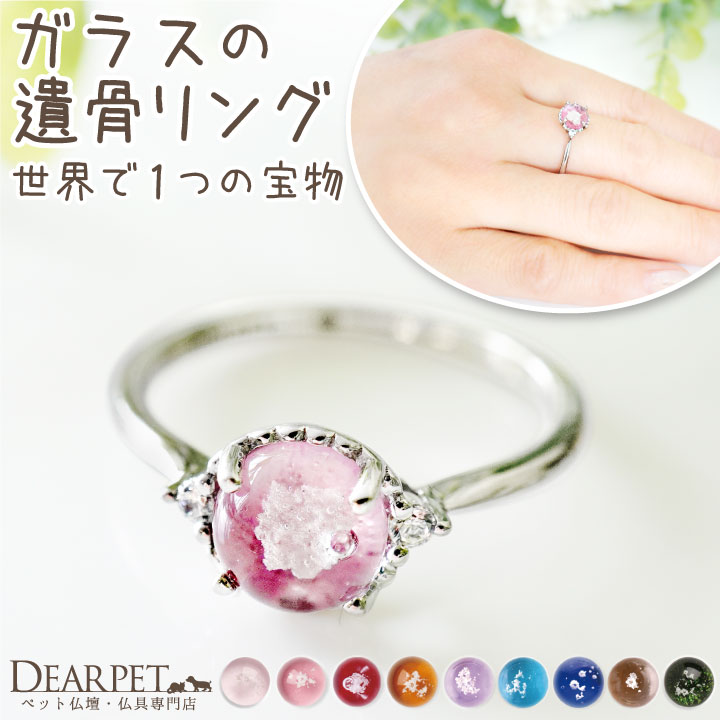 【10%OFF】 ペット 遺骨リング 指輪 ガラス フレーム サークル リング ダイヤモンド付 遺骨ジュエリー 名入れ ※11/30終売※ RR21024遺骨封...