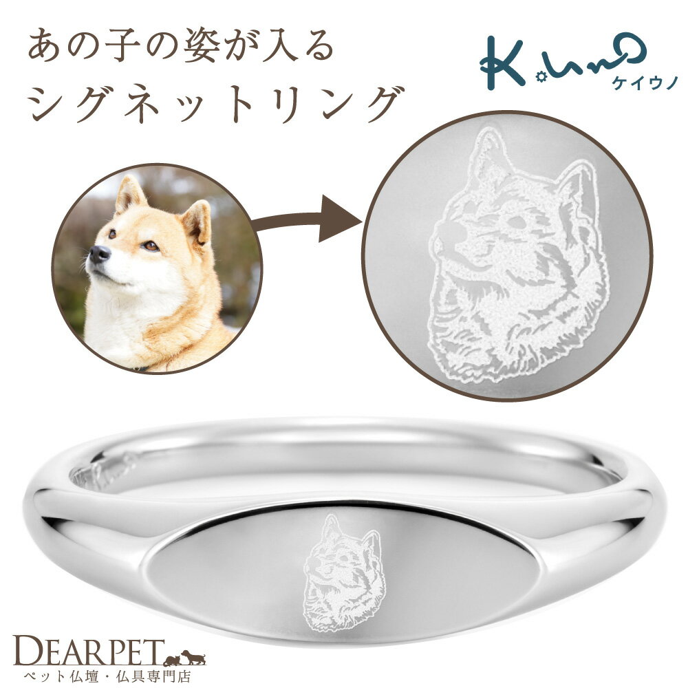 ペット メモリアルグッズ 指輪 リング 写真 刻印 彫刻 K18 K14 RS-656 ケイウノ K.UNO 国産 日本製 シグネットリング オーダーリング オ...