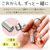 【ペット仏具】【遺骨カプセル】お守りキーホルダー数珠付ペットの遺骨や毛・歯・爪などを納める骨犬猫ペットうさぎ分骨49日持ち歩くシンプルペット供養
