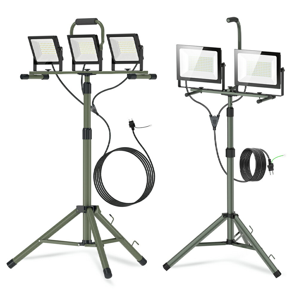 ＼お得11％offクーポン配布／投光器 led 3個 作業灯 薄型 ライト2個 160W/200W 20,000lm/30,000lm 屋外 ワークライト 防水IP66 2灯対応 スタンド付き投光器 三脚付きスタンド 高さ調節106-195cm 作業ライト 昼光色 6500K 高輝度 高放熱 長寿命 省エネ 軽量 広角120°