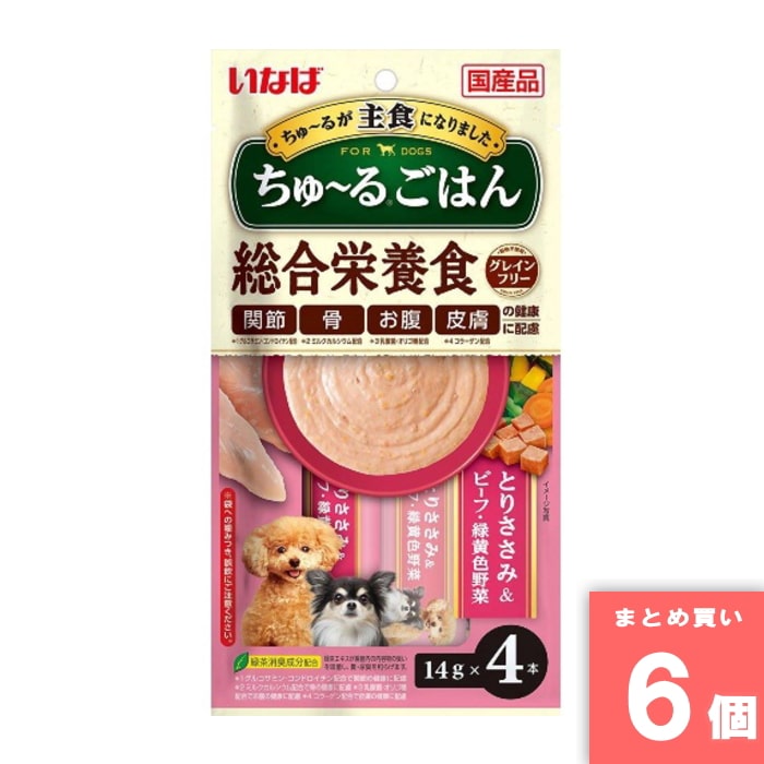 樂天商城 - いなばペットフード [取寄10][まとめ買い][14g×4本] 【6個セット】ちゅ～るごはんささみ＆ビーフ緑黄色野菜 [4901133441745]