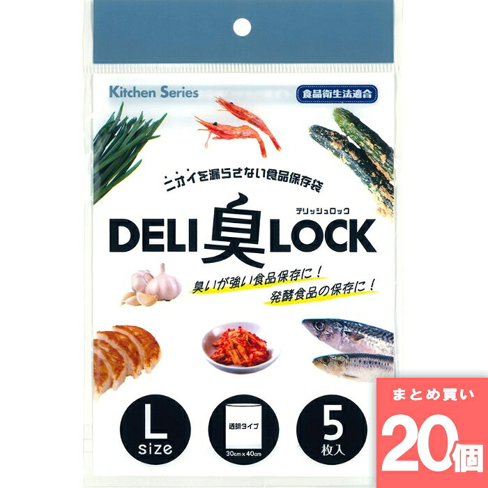 日本技研工業 [まとめ買い]【20個セット】防臭保存袋 DELI臭LOCK Lサイズ 5枚入 HB-3