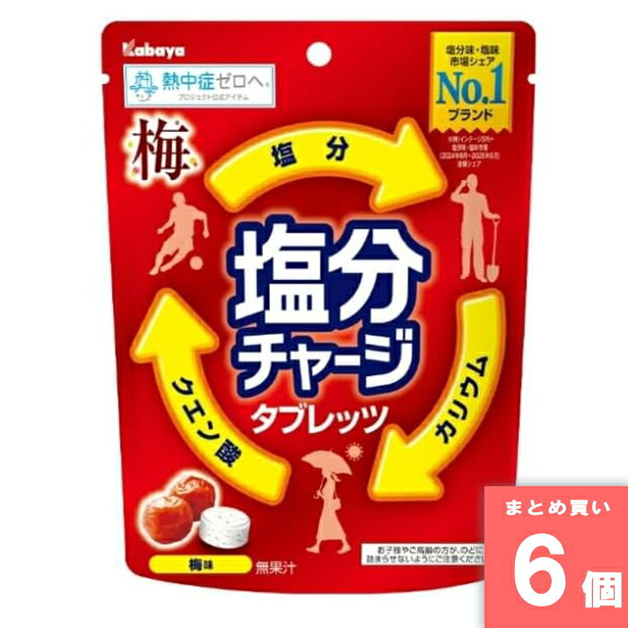 離島・沖縄の送料については、ご利用ガイドの [決済・配送・返品] をご確認ください。 [取寄10]取寄商品、在庫と納期をご注文後確認いたします。出荷目安：6～10日(土・日・祝日 除く) こちらの商品は「取寄商品」となります。 ご着金及び決済確認後、6～10日(土・日・祝日 除く)ほど出荷にお時間がかかります。 ※商品によって納期は異なります。 お客様都合による返品、ご着金及び決済確認後、発送手続き後のご注文のキャンセルは承れません。十分にご検討の上、ご購入ください。 取寄商品につき、時間帯指定は受付出来ません。 取寄商品につき、他の商品と同時購入も出来ません。 ご着金及び決済確認後の発注のため、在庫切れの際はご返金対応とさせていただきます。 適度な塩分をいつでも手軽においしく補える、タブレット菓子。 ナトリウムとともに汗によって体から失われるミネラル「カリウム」を配合しています。おでかけ時にも便利な個包装タイプ。 汗をかいた時にも食べやすい、ほんのり甘酸っぱいやさしい「梅味」 名称：清涼菓子 原材料名：砂糖(国内製造)、ブドウ糖、水飴、食塩、乳糖／クエン酸Na、クエン酸、乳化剤、塩化K、香料、フマル酸Na、着色料（ビタミンB₂、アカキャベツ、カラメル） 内容量：81g(個包装を含む) 賞味期限：裏面表記 保存方法：高温直射日光・高温・多湿を避けて保存して下さい 製造者：カバヤ食品株式会社 ※商品リニューアルに伴い、予告なくパッケージが変更になる場合がございます。新旧パッケージが入り混じってお届けとなる場合や、メーカー指定のケース箱以外での発送の場合がございます。 ※商品規格や仕様の変更により容量、原材料、成分表示などが変更される場合がございます。ご使用前には商品ラベルや注意書きを必ずご確認下さい。 ※食品、飲料、ペットフードは発送時点で1か月以上賞味期限がある商品をお届け致します。