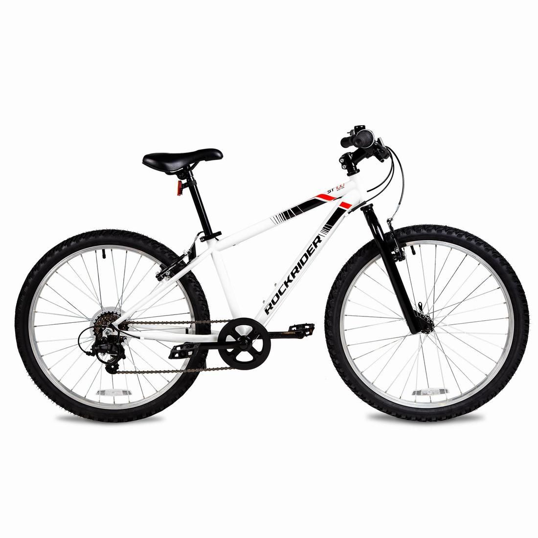 【メーカー直営 365日間返金返品保証】Decathlon マウンテンバイク 自転車 Rockrider ST 100（24インチ）9〜12 歳 キッズ （スタンド付き） - スノーホワイト - BTWIN (ビトウィン) - 4482293