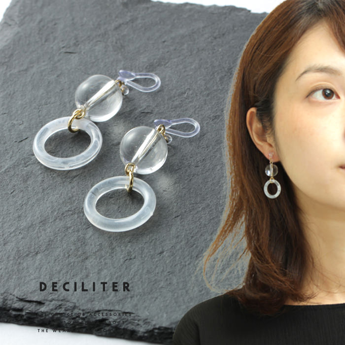 ノンホールピアス レディース クリアモチーフ サークル シンプル おしゃれ 揺れる アクセサリー 結婚式 大ぶり