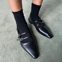 ローファー パンプス フロントストラップ ポインテッドトゥ フラット レディース ぺたんこ ペタンコ 黒 ブラック おじ靴 革靴 オックスフォード 靴 婦人靴 ...