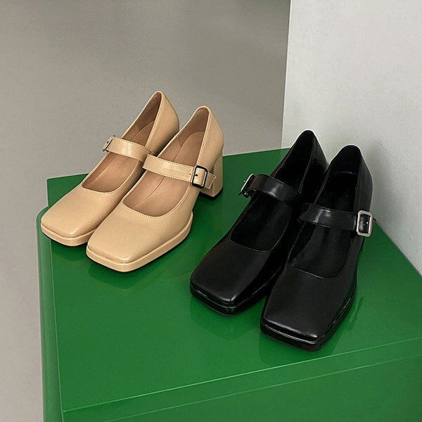 パンプススクエアトゥストームフロン...