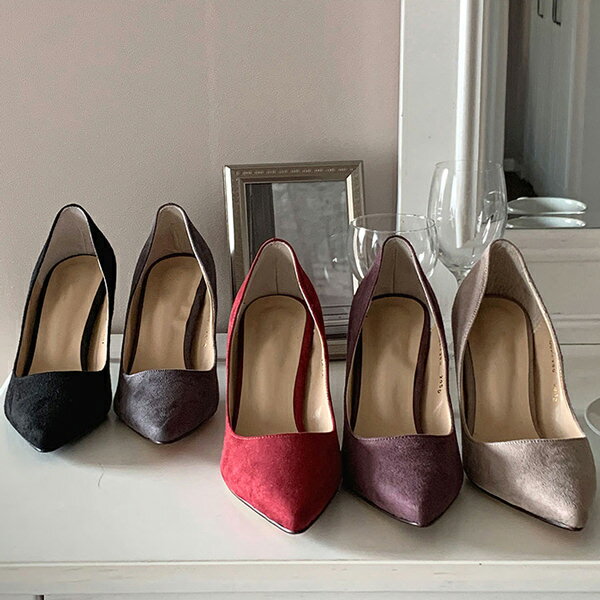 パンプス プレーン ポインテッドトゥ レディース ハイヒール ピンヒール 黒 ブラック ワイン パープル グレー ベージュ OL オフィス 仕事 靴 婦人靴 韓国