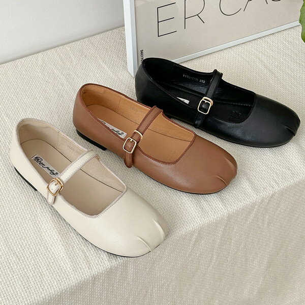 バレエシューズ パンプス ラウンドトゥ ストラップ フラット レディース ぺたんこ 黒 茶 ブラック ブラウン アイボリー 歩きやすい カジュアル 靴 婦人靴 韓国