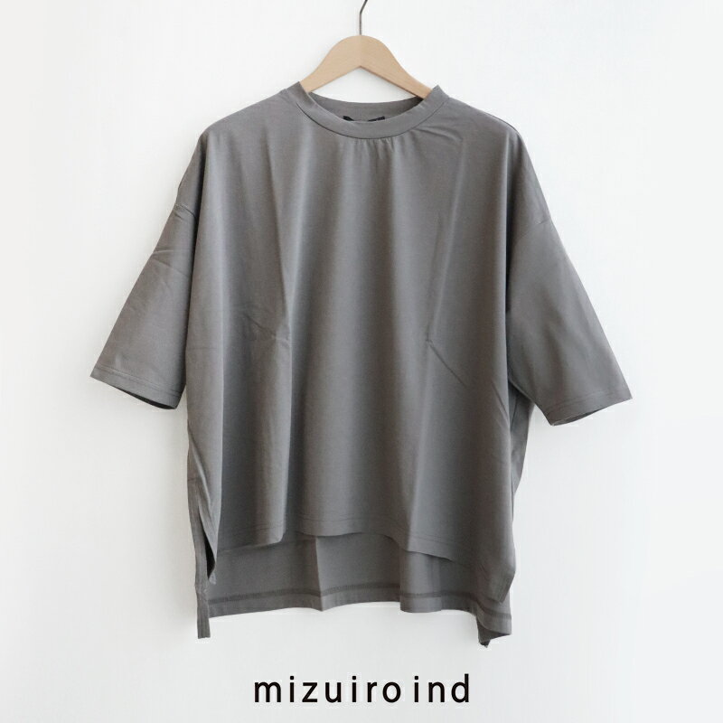 mizuiro-ind ミズイロインド　クルーネックハーフワイドプルオーバー 2-210038