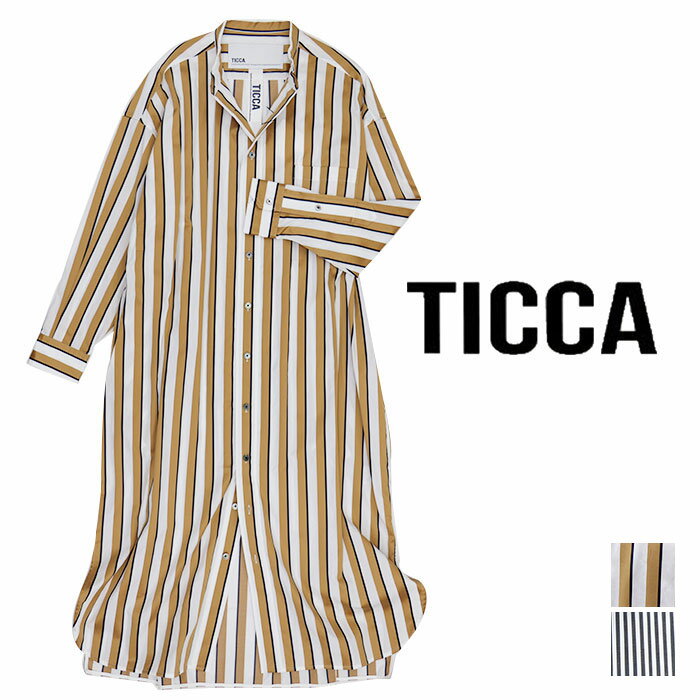 TICCA ティッカ ノーカラースクエアビッグロングシャツ TBKA-184/TBKA-157