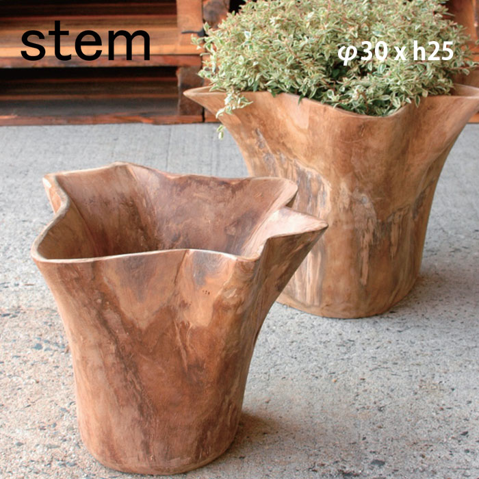 stem ステム Teak Tulip W3755(小） φ30 x h25【stemtrunk チューリップ インテリア 花器 グリーン ウッド 観葉植物　花台 ナチュラル teakwood チークウッド プランター グリーンインテリア インテリアグリーン potandvase mangowooditem ポットカバー 鉢カバー 植木鉢】